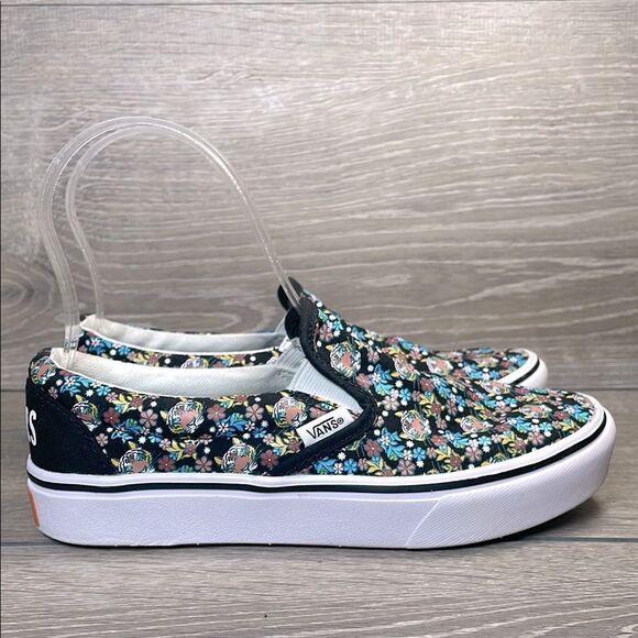 Vans x Discovery Project Cat Little Girl Sz 3 Comfy Cush Slip On Floral Sneakers - Picture 1 of 11